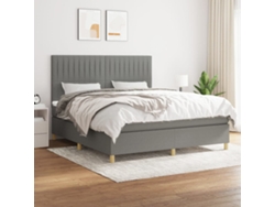 Cama Box Spring Con Colchón Tela Gris Oscuro 160x200 Cm