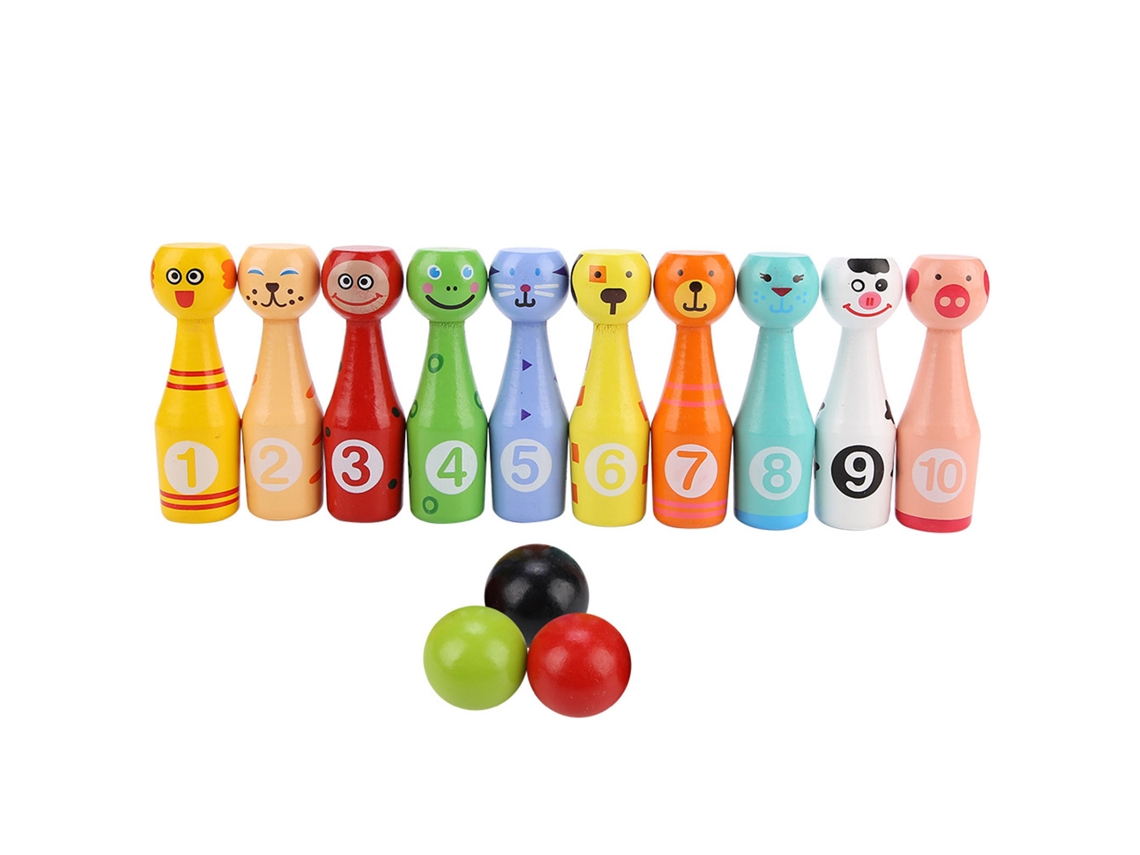 Bolos De Madera Con Forma De Animales Para Niños - Juego Educativo Al Aire Libre Con Botellas Y Pelota.