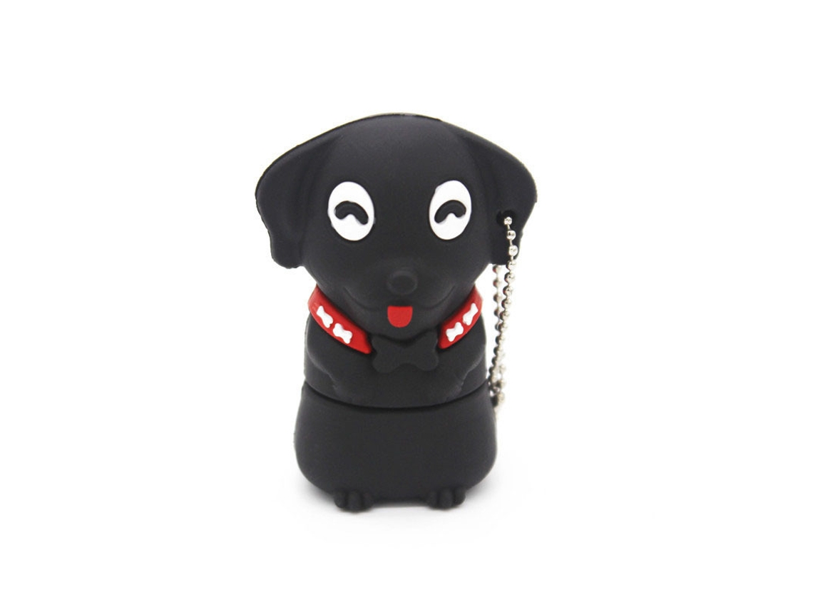 Unidad flash USB 2.0 con forma de perro (negra, 32 GB)