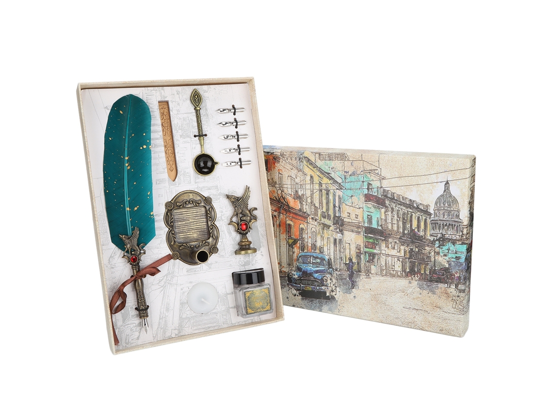 Set De Pluma De Pluma Estilo Europeo Retro Para Caligrafía Pluma De Inyección Regalo De Cumpleaños San Valentín Negro Verde