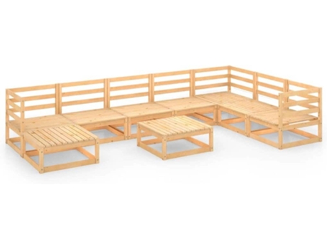 Conjunto 9 de muebles de jardín VIDAXL madera maciza de pino