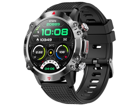 Smartwatch 1.39 '' IP67 impermeable K10, compatible con monitoreo de frecuencia cardíaca / sueño (negro plateado)