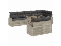 Maison Exclusive - Conjunto de sofás de jardín de mimbre gris claro de 9 piezas