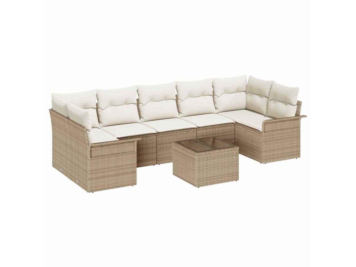Maison Exclusive - Conjunto De Sofá De Jardín 8 Pcs Beige Y Crema Ratán Sintético