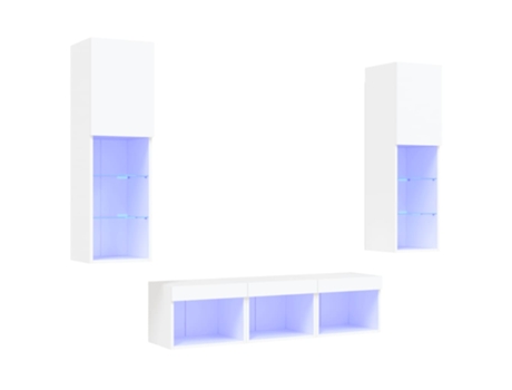 Conjunto 5 Muebles de TV de pared con LED VIDAXL madera ingeniería blanco (40 x 30 x 30 cm)