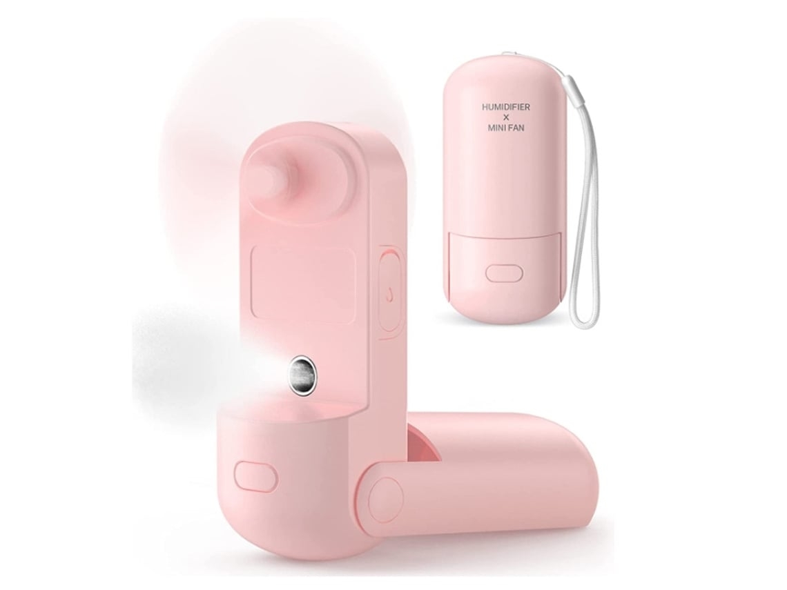 Ventilador de mano 3 en 1 Mini ventilador portátil con batería recargable 3 velocidades ajustables Rosa Gusshious