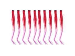 10pcs Extensión De Pelo Clip-on Largo Recto Colorido Degradado Rojo Oscuro A Morado Para Cosplay Fiesta