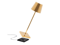 Lámpara de Mesa Poldina Pro LED Oro Brillante Recargable y Regulable ZAFFERANO