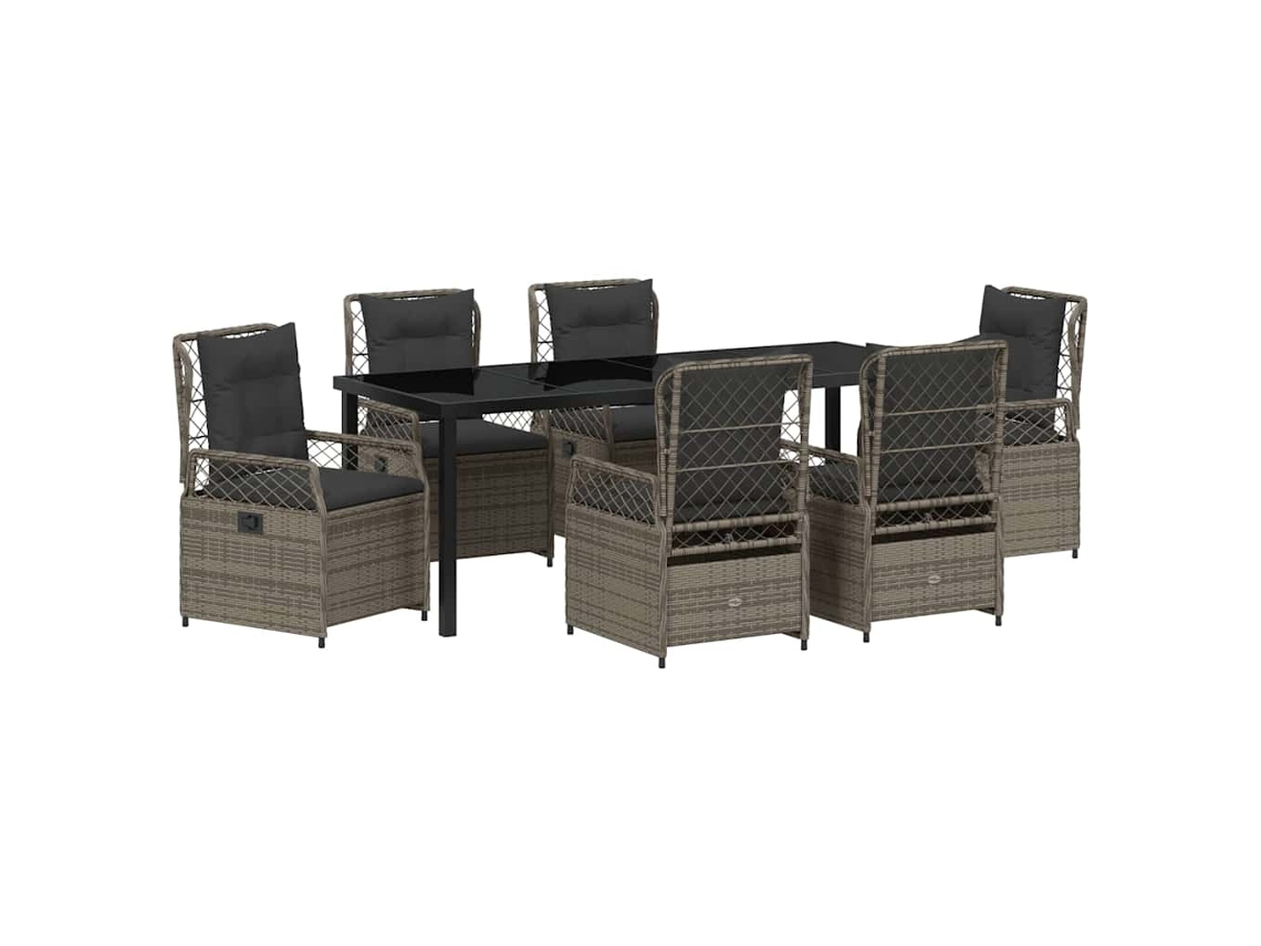 Maison Exclusive - Conjunto De Comedor De Jardín 7 Pcs Gris Ratán Sintético