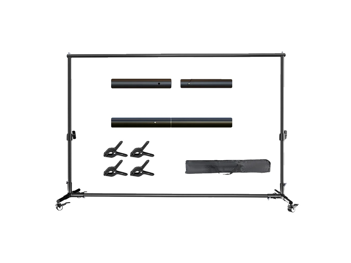 Soporte para fondos fotográficos, con ruedas móviles, altura ajustable, 2x3 m