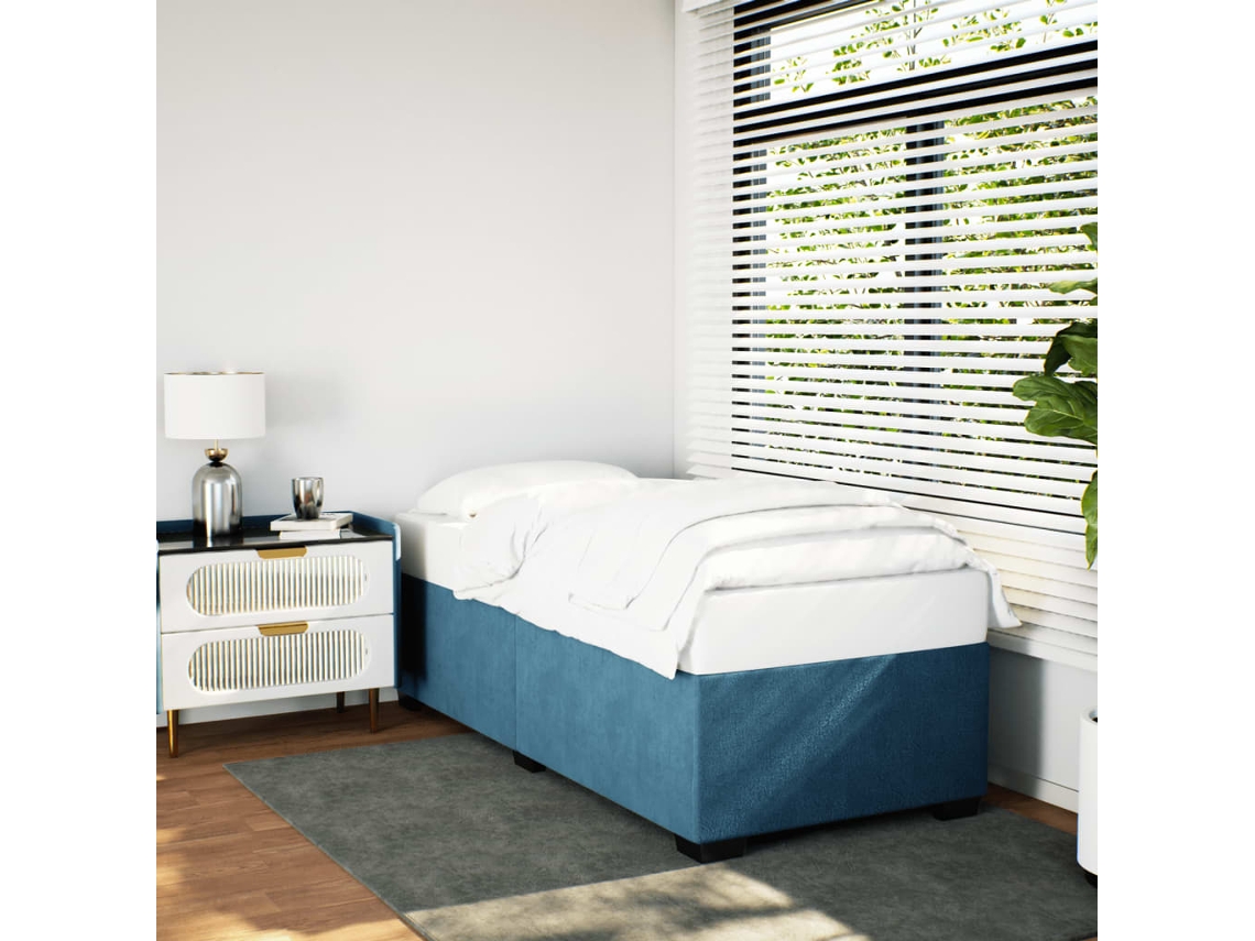 Estructura De Cama De Terciopelo Azul 90x190 Cm