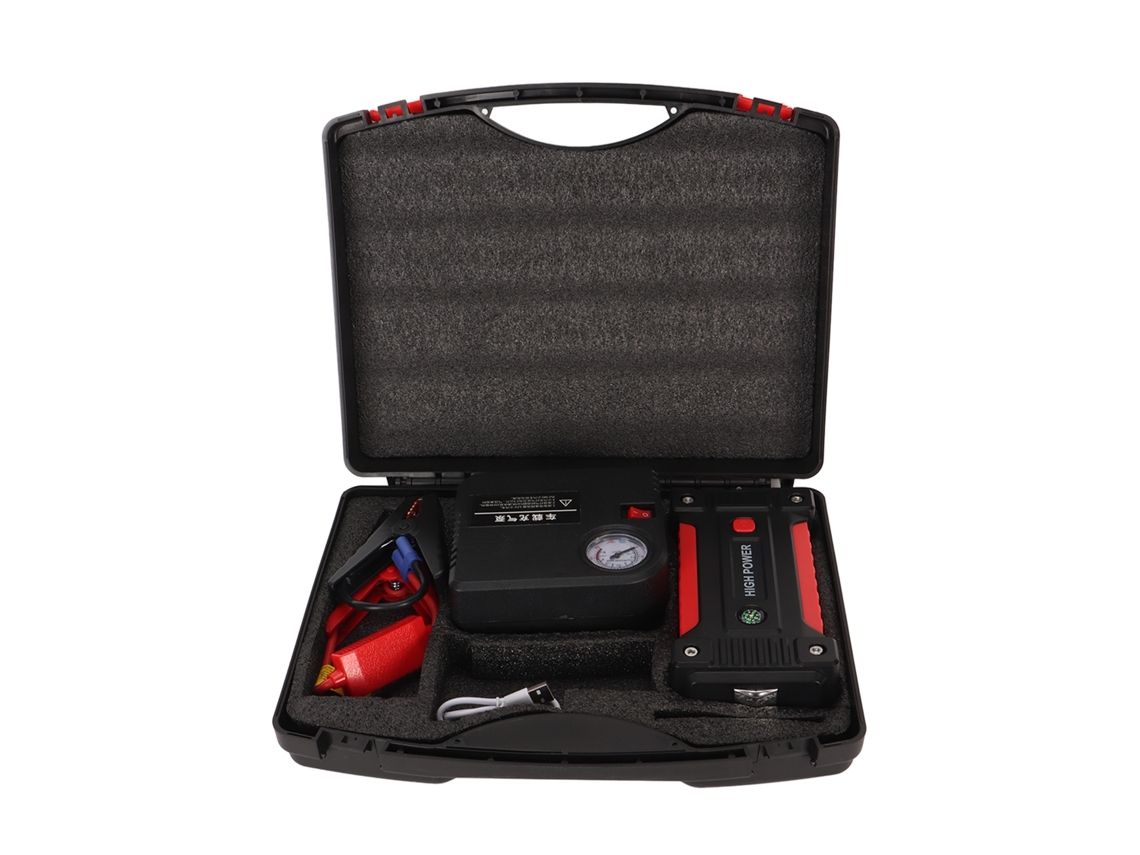 Arrancador Portátil Para Baterías De Coche De 1600 A, 12000 Mah, 12 V Con Bomba De Inflado Y Luz Led.
