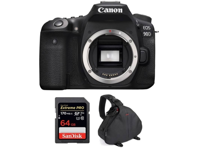 Kit Cámara CANON EOS 90D + SanDisk 64 GB + Bolsa (APS-C)