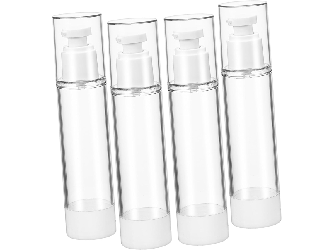 Juego De 4 Botellas De Viaje Recargables Sin Aire, Botellas Transparentes Con Dosificador.