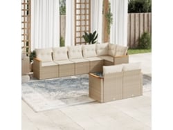 Conjunto de 8 sofás de jardín con cojines de mimbre beige Dkd Home Decor
