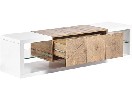 Mueble TV madera clara/blanco BELIANI Fulerton