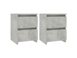 Mesitas de Noche LOVELY HOME Mesinha 2 Pcs 30X30X40 Cm Contrapl. Cinzento Cimento