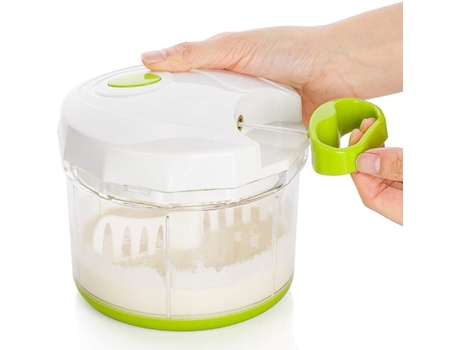 Picadora manual de alimentos de gran capacidad para cocina, cebolla, ajo, verduras, picadora (blanca) CHRONUS