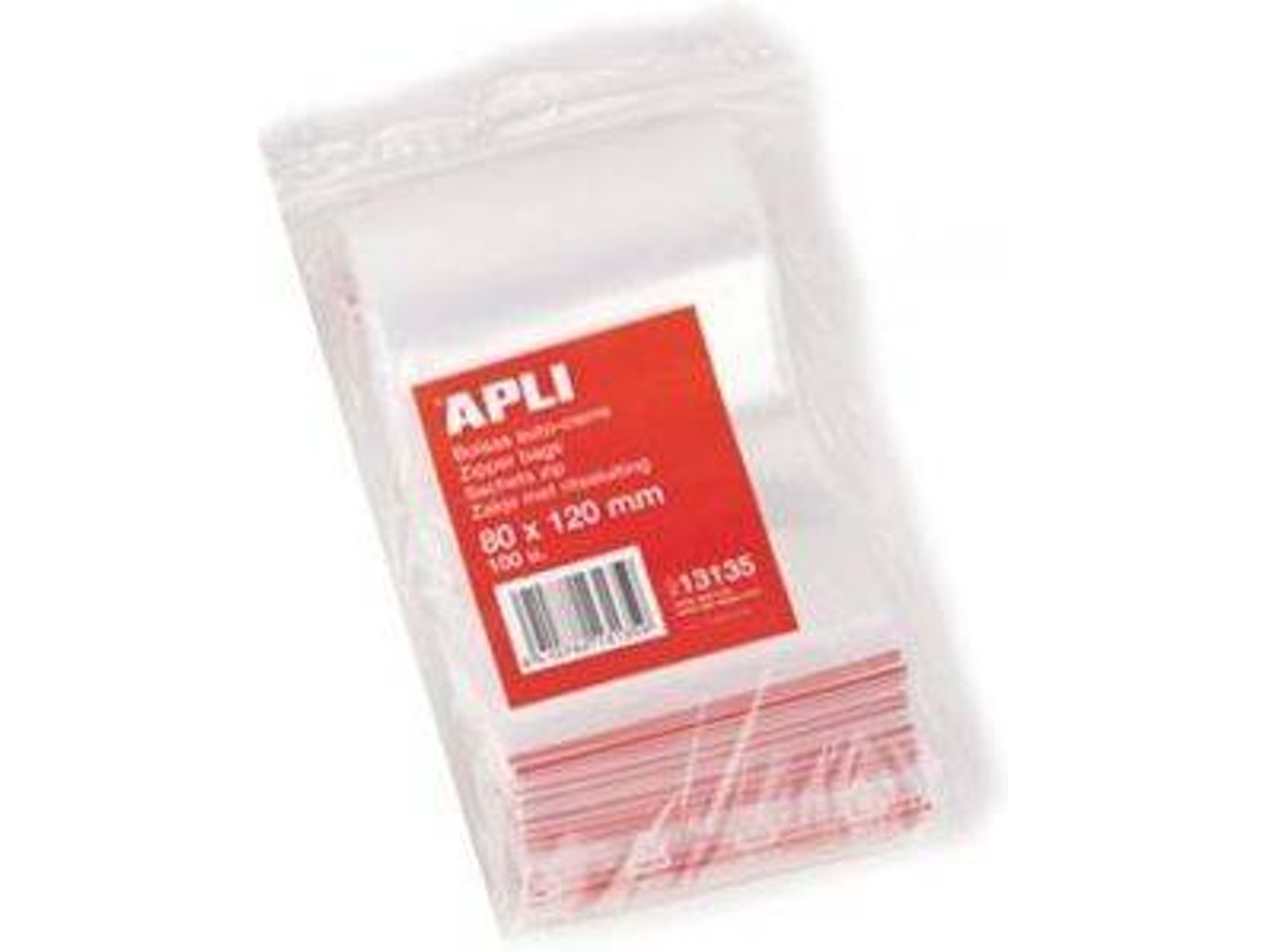 Pack 100 Bolsas de Autocierre Transparentes APLI 80 x 120 mm