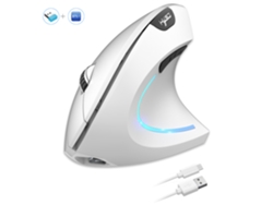 Ratón vertical MDUG con conexión inalámbrica Bluetooth de 2,4 GHz y diseño ergonómico de 6 botones (blanco)