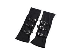 Guantes Largos Sin Dedos Estilo Punk Para Mujer Con 3 Hebillas Para Cosplay Y Fiestas - Negro