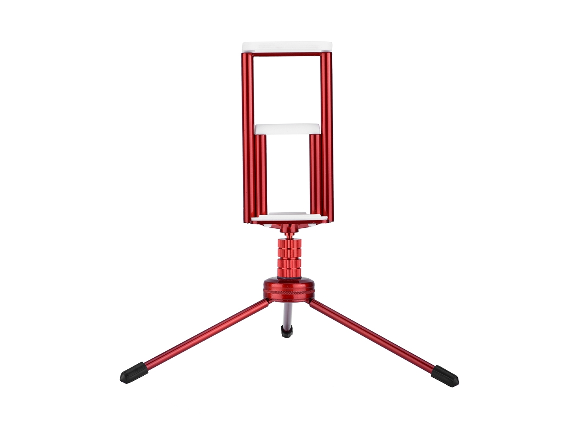 Trípode metálico EOOCOO con soporte para teléfono y tableta.