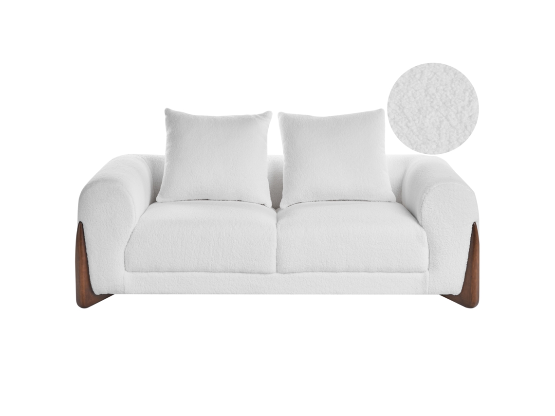 Sofá Beliani Vinliden de 2 plazas en tejido bouclé blanco 180x87x62 cm.