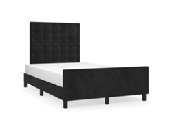 Cama con Cabecero VIDAXL Terciopelo Negro (120x190cm)