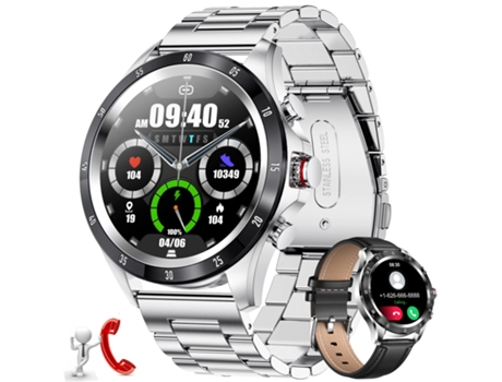 Smartwatch WEB2O 1.32'' HD Touch Screen Ip67 Impermeable para iOS y Android Plata y Negro