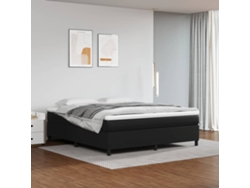 Estructura de cama sin colchón cuero sintético negro 160x200 cm