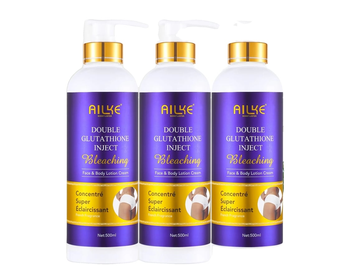 Kit blanqueador de doble glutatión, loción de 500 ml, suero de 100 ml, paquete de 3 lociones