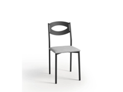 Cadeira de Cozinha Olga Preta 38x86x47cm Couro Sintético Prateado FANMUEBLES