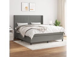 Cama Box Spring Con Colchón Tela Gris Oscuro 160x200 Cm