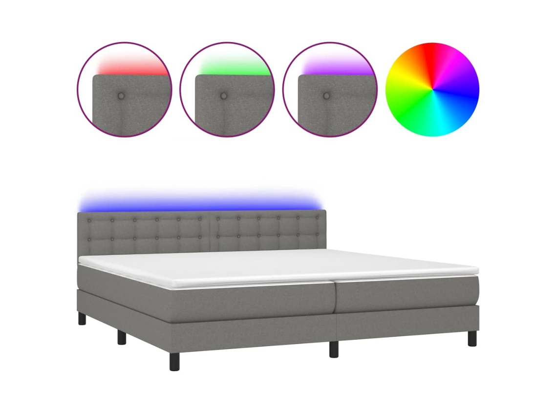 Maison Exclusive - Cama Box Spring Colchón Y Luces Led Tela Gris Claro 200x200 Cm