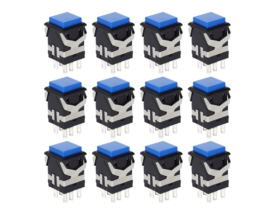 50 Piezas Interruptor De Botón De Reset De 6 Pines Precisión Estable Botón Azul 220v