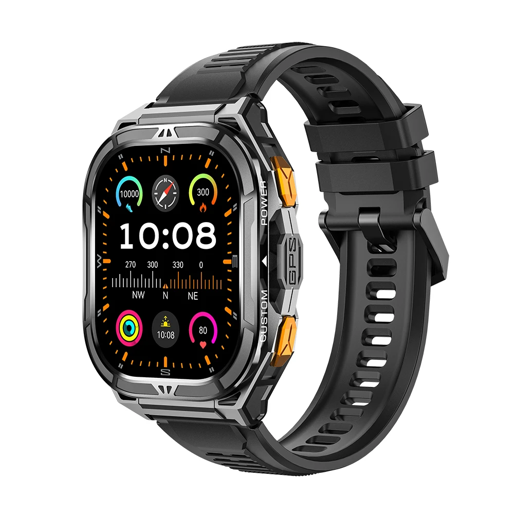(negro) Reloj Inteligente Con Gps, Pantalla Amoled De 1,96 Pulgadas, Resistente Al Agua Hasta 5 Atm