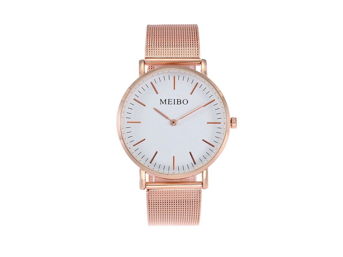 Reloj De Cuarzo De Moda Para Mujer Con Brazalete Metálico Ajustable (oro Rosa Y Blanco)