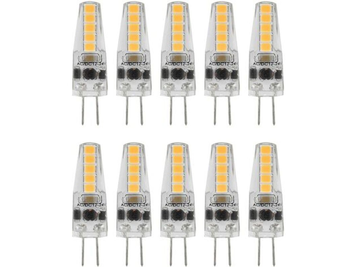 2026altiro-10 Bombillas Led G4, 2w 3000k Ac 12-24v Blanco Cálido Ajustable Para Candelabros, Lámparas De Techo Y Lámparas De Mesa.