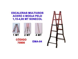 Escaleras multiusos acero      4 modx4 peld 1,15-4,00 mt sonecol