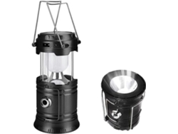 Linterna solar recargable Rebe para camping, jardín y uso al aire libre con puerto USB, resistente al agua y carga para móviles.