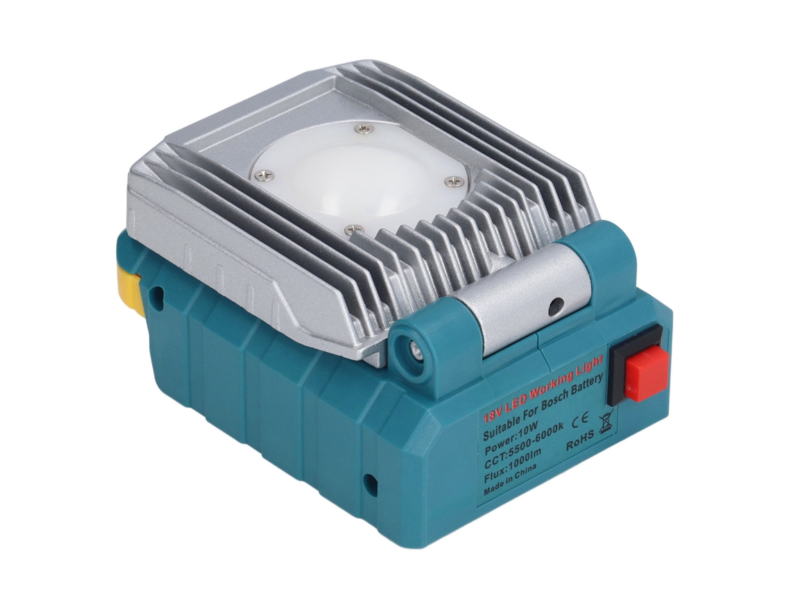 Lámpara de trabajo LED de 10 W para baterías de litio Bosch de 14,4 V y 18 V, portátil para taller y exteriores.
