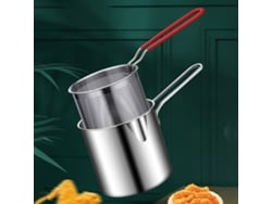 Sartén Pequeña De Acero Inoxidable 304 De 1 Litro Con Cesta Antiquemaduras Para Uso Doméstico, Para 1 O 2 Personas.