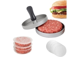 Prensa De Hamburguesa Acero Inox Incluye 100 Papeles Cera, Antiadherente, Para Barbacoa
