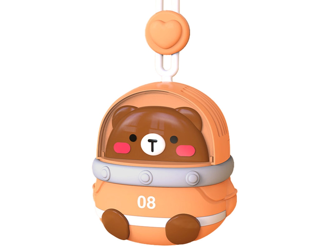 Ventilador De Cuello Recargable Por Usb, Diseño De Animal Adorable, 3 Velocidades, Marrón.