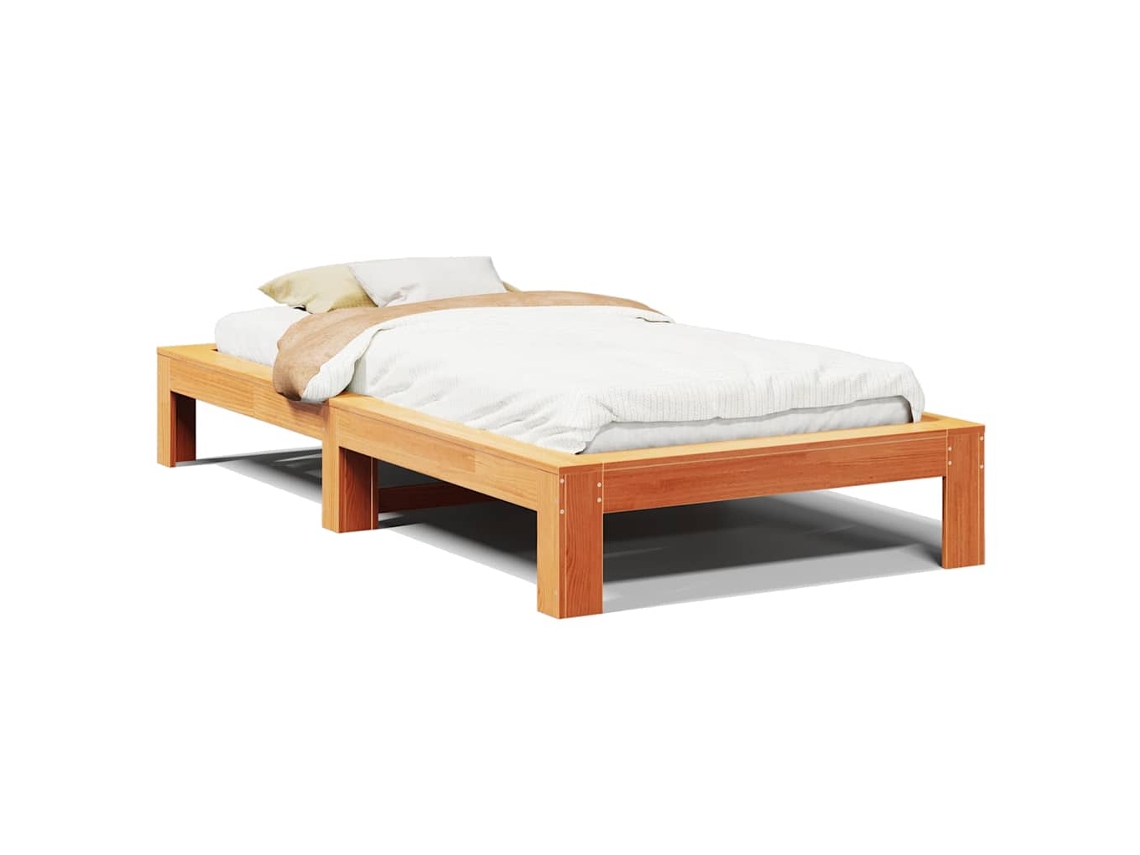 Maison Exclusive - Cama Sin Colchón Madera Maciza De Pino Marrón Cera 100x200 Cm