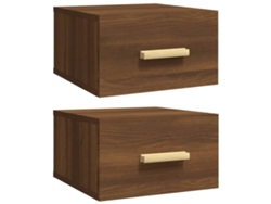 vidaXL Mesitas de noche de pared 2 uds marrón roble 35x35x20 cm