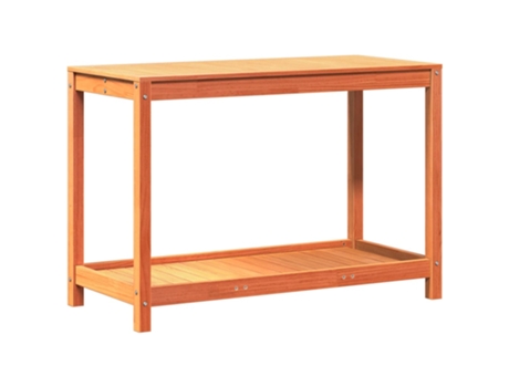 Mesa de plantación y estante VIDAXL madera maciza marrón