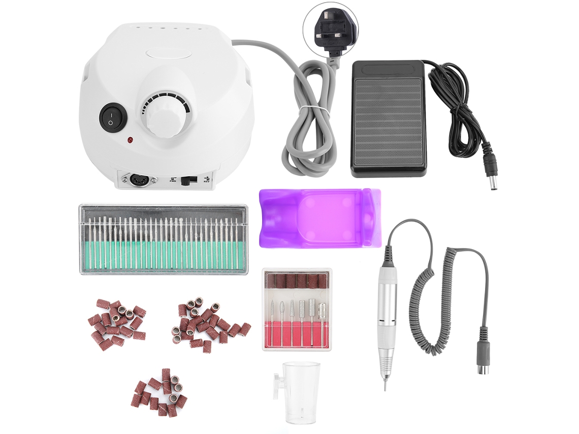 Máquina De Lixar E Polir Unhas Elétrica Profissional Com Pedal Uk Plug 220v - Ajustável, Baixo Ruído E Acessórios Inclusos