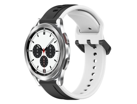 Correa de reloj inteligente para Samsung Galaxy Watch 4 Classic 42 mm 20 mm Bucle convexo de silicona bicolor (negro + blanco)