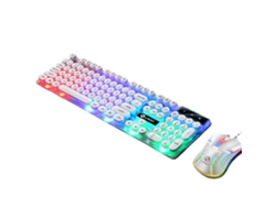 Baoj-2026 Combo de teclado y ratón Punk Retro Retro Retroiluminado con cable USB Colorido Resistente ABS para PC portátil de juegos Blanco